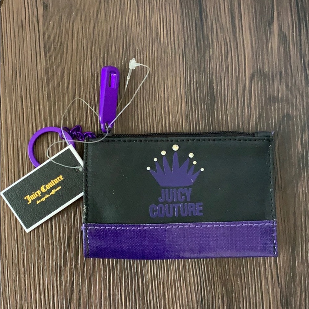 Juicy Couture purple and black mini card wallet‎